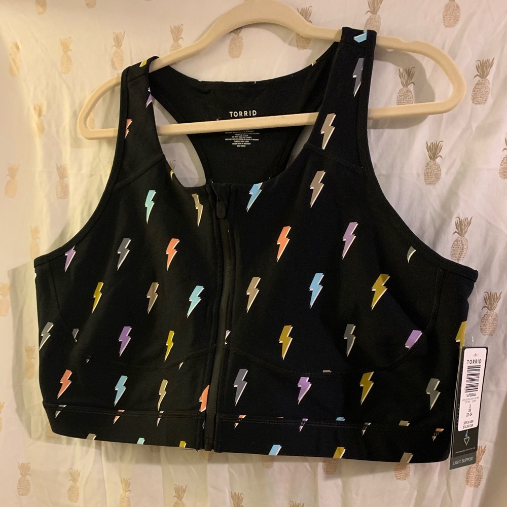 Torrid. 3xl. Black sports bra. Zipper front.